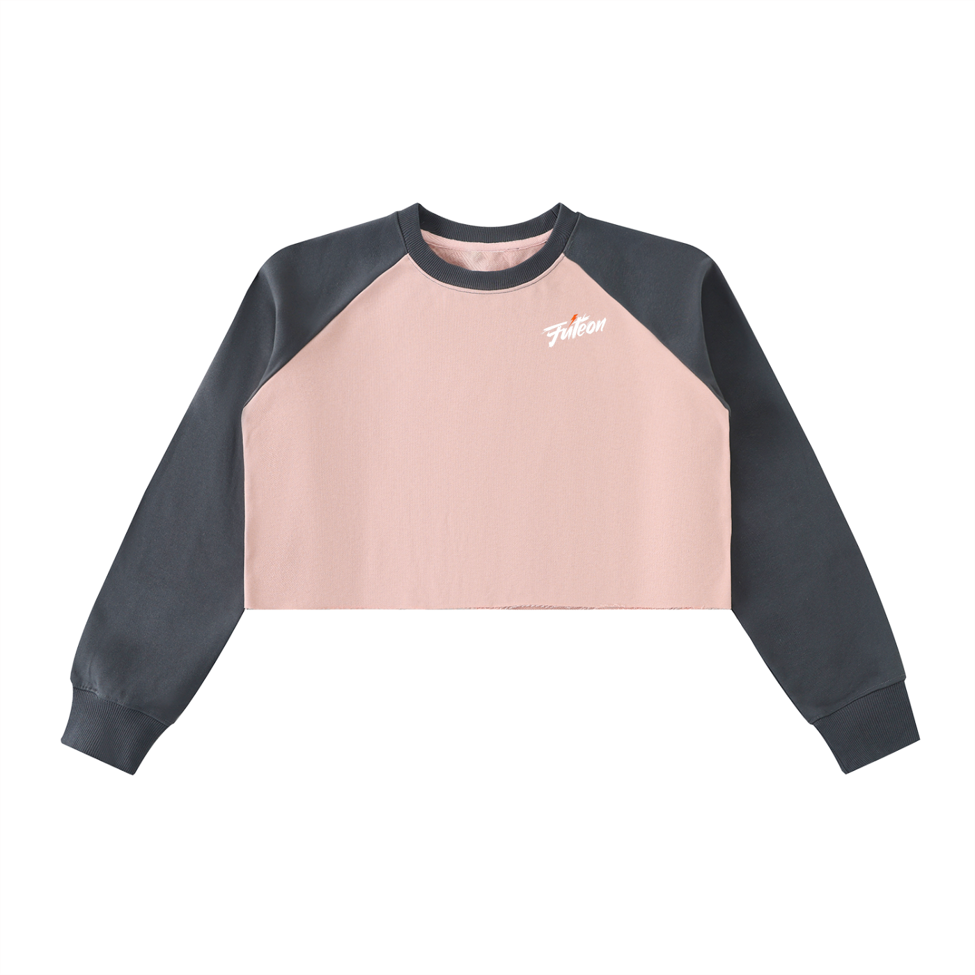 Futéon Raw-Hem Color-Block Raglan Crop Long Sleeve