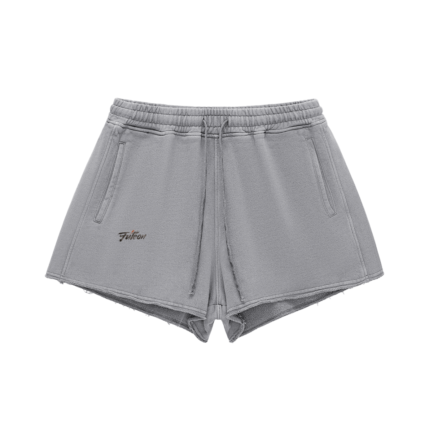 Futéon Snow Washed Raw Edge Drawstring Shorts