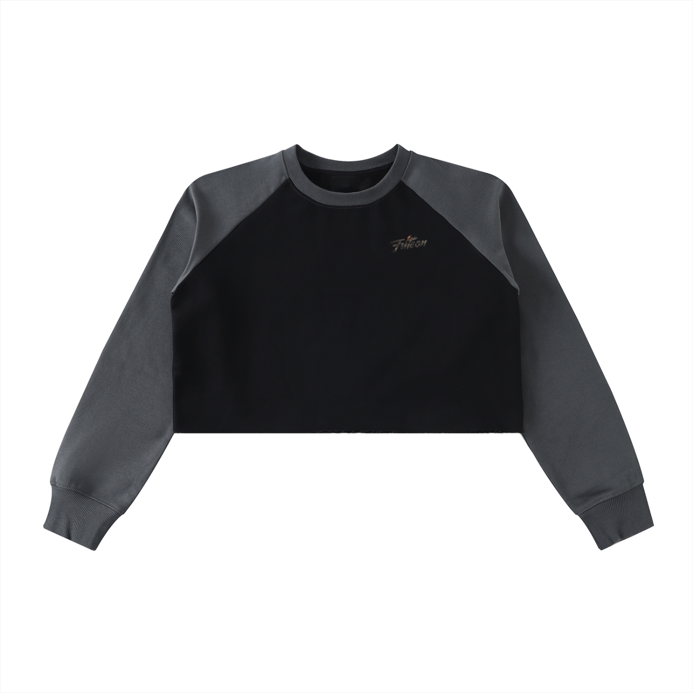 Futéon Raw-Hem Color-Block Raglan Crop Long Sleeve