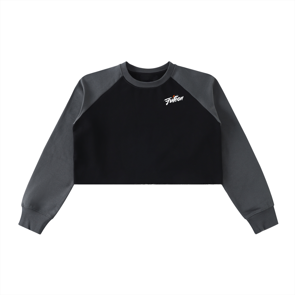 Futéon Raw-Hem Color-Block Raglan Crop Long Sleeve
