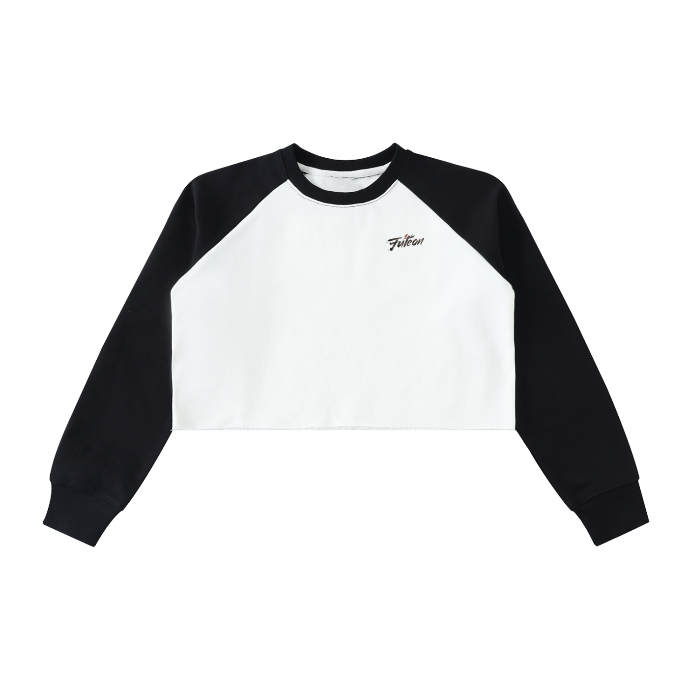 Futéon Raw-Hem Color-Block Raglan Crop Long Sleeve