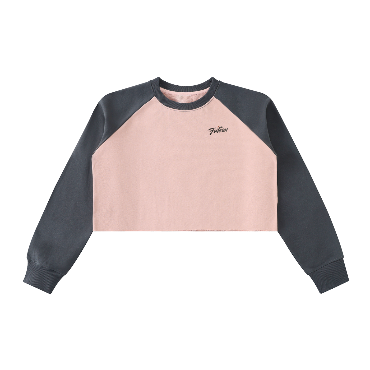Futéon Raw-Hem Color-Block Raglan Crop Long Sleeve