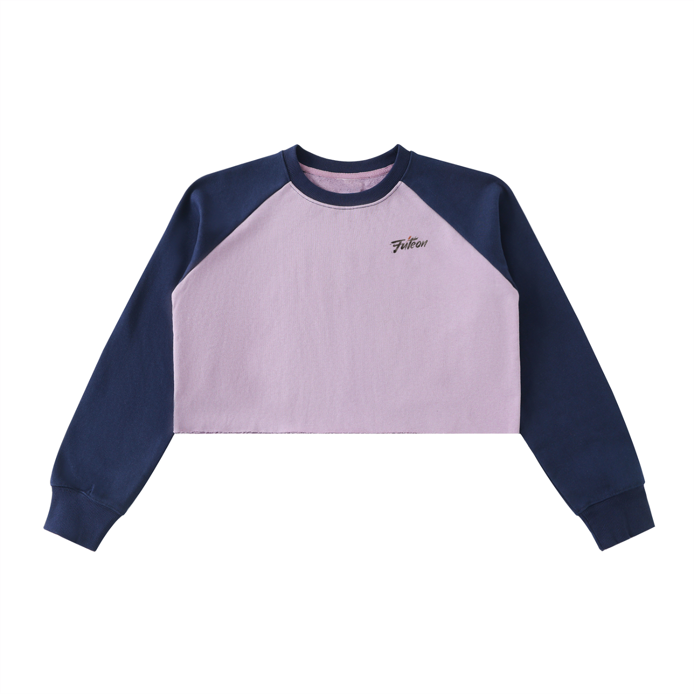 Futéon Raw-Hem Color-Block Raglan Crop Long Sleeve