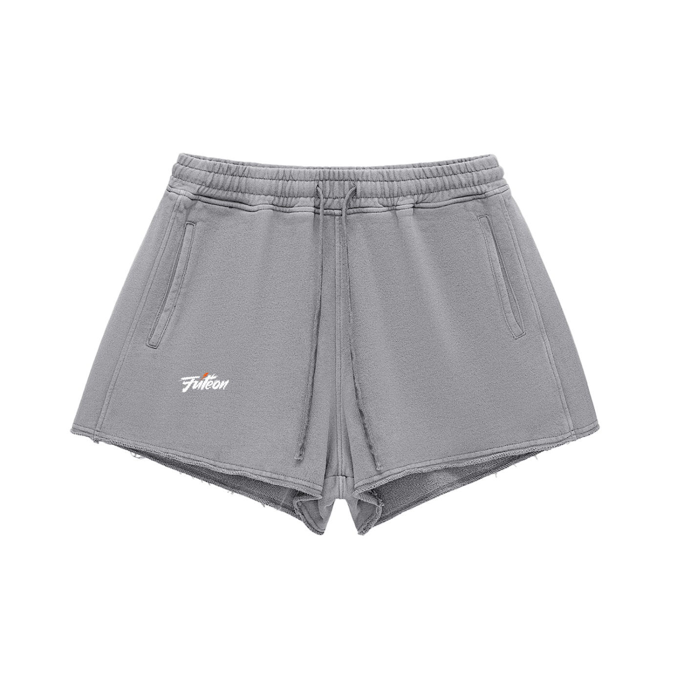 Futéon Snow Washed Raw Edge Drawstring Shorts