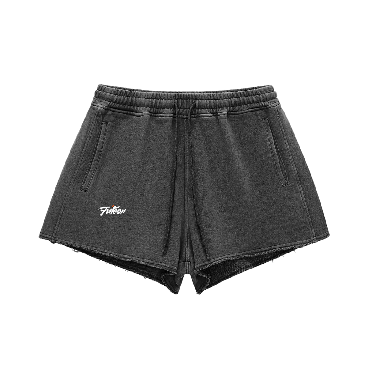 Futéon Snow Washed Raw Edge Drawstring Shorts