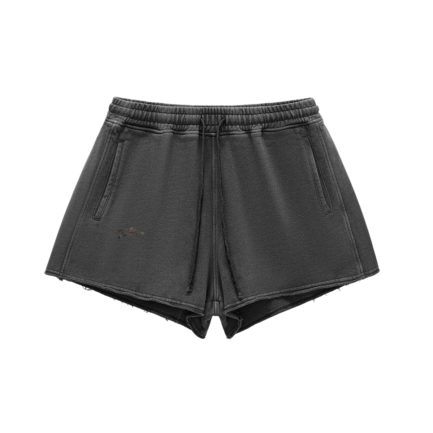 Futéon Snow Washed Raw Edge Drawstring Shorts